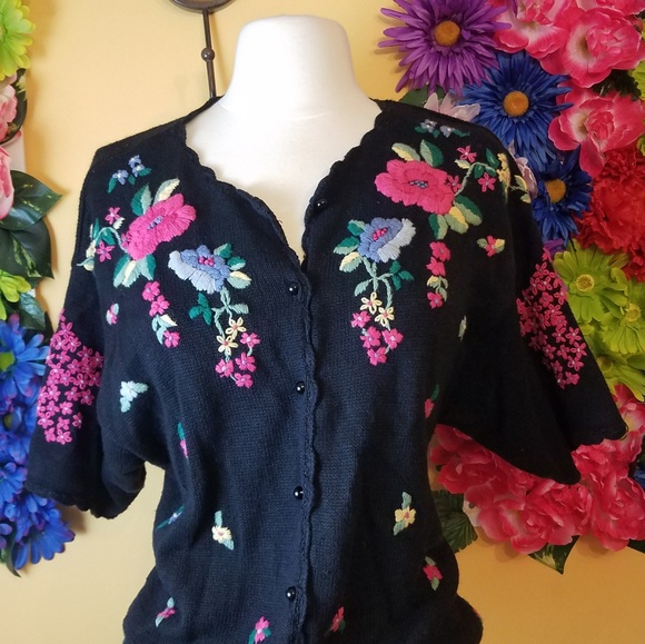 VTG Lucia embroidered floral cardigan- large - Picture 2 of 7